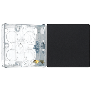 BG Evolve Matt Black 1 Gang Single Blank Plate PCDMB94B with 25mm Steel Back Box