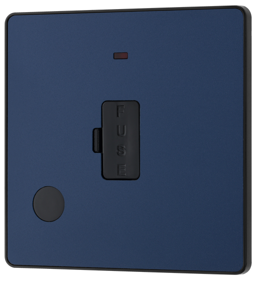 PCDDB54B Front -This Evolve Matt Blue 13A fused and unswitched connection unit from British General provides an outlet from the mains containing the fuse, ideal for spur circuits and hardwired appliances.