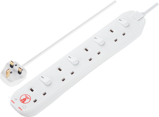 Masterplug SWSRG4210N 4 Gang 13A 2m Surge-Protected Extension Lead - White by Masterplug (Masterplug-SWSRG4210N)