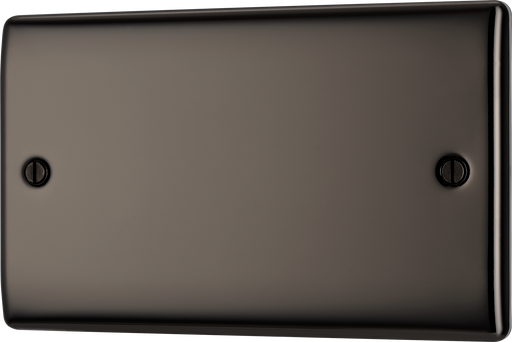 NBN95 Front - This premium black nickel finish double blank plate from British General is ideal for covering unused electrical connections and has a sleek and slim profile, with softly rounded edges to add a touch of luxury to your decor.