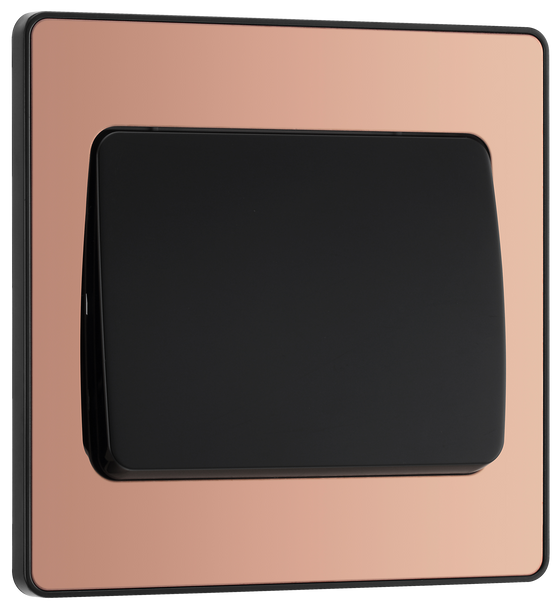 BG Evolve PCDCP12WB Polished Copper 1 Gang 20A 16AX 2 Way Wide Rocker Light Switch - Black Insert by British General (BG-PCDCP12WB-Shopify-SA_1)