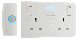 BG Electrical 822BELL Moulded White Round Edge 2 Gang 13A Door Chime Switched Socket by British General (BG-822BELL-Shopify-SA_1)