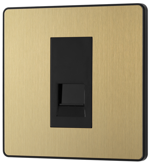PCDSBBTM1B Front - This Evolve Satin Brass master telephone socket from British General uses a screw terminal connection, and should be used where your telephone line enters your property. This is the best place to connect your router as it's where you're most likely to get the best performance and fastest speeds for your broaCPand.