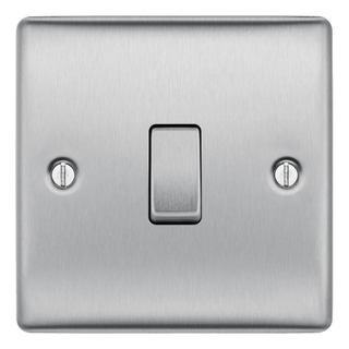 BG NBS12 Nexus Metal Brushed Steel 1 Gang 10A 10AX 2 Way Plate Switch