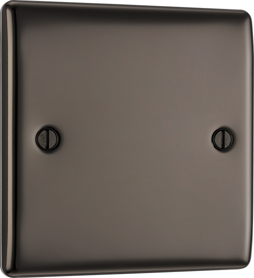 NBN94 Front - This premium black nickel finish single blank plate from British General is ideal for covering unused electrical connections and has a sleek and slim profile, with softly rounded edges to add a touch of luxury to your decor.