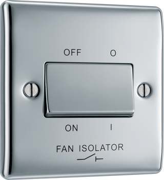 BG NPC15 Nexus Metal Polished Chrome 1 Gang 10A 10AX 3 Pole Fan Isolator Plate Switch by British General (BG-NPC15-Shopify-SA_1)