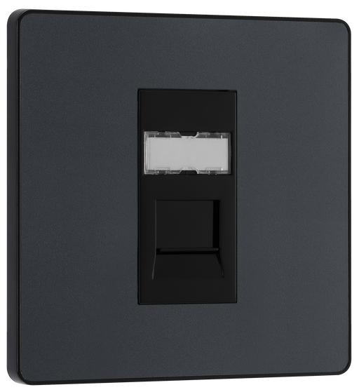 PCDMGRJ451B Front - This Evolve Matt Grey RJ45 ethernet socket from British General uses an IDC terminal connection and is ideal for home and office, providing a networking outlet with ID window for identification.