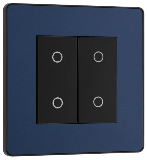 PCDDBTDS2B Front - This Evolve Matt Blue double secondary trailing edge touch dimmer allows you to control your light levels and set the mood. 