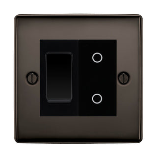 BG Black Nickel 2 Gang Custom Switch 1x 2 Way Switch 1x Secondary Touch Dimmer Black Inserts by British General (BG-NEXUS-BN-2G-1x-2WAY-SWITCH-1x-STD-BI)