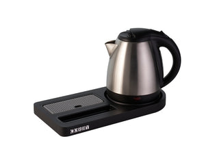 Corby Buckingham Compact Welcome Tray in Black with 1L Kettle in Polished Steel - UK Plug by Corby of Windsor (Corby-13482)