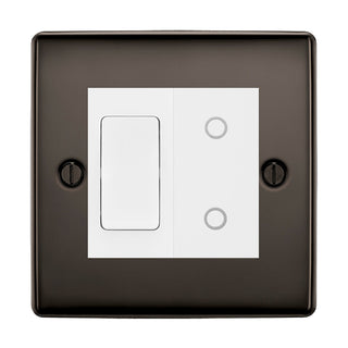 BG Black Nickel 2 Gang Custom Switch 1x 2 Way Switch 1x Master Touch Dimmer White Inserts by British General (BG-Nexus-BN-2G-1x 2-Way Switch-1x MTD-WI)
