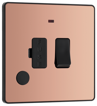 BG Evolve PCDCP52B Polished Copper 13A Flex Outlet Neon Switched Fused Spur Unit - Black Insert by British General (BG-PCDCP52B-Shopify-SA_1)