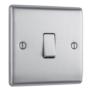 BG NBS13 Nexus Metal Brushed Steel 1 Gang 10A 10AX Intermediate Plate Switch by British General (BG-NBS13-Shopify-SA_1)