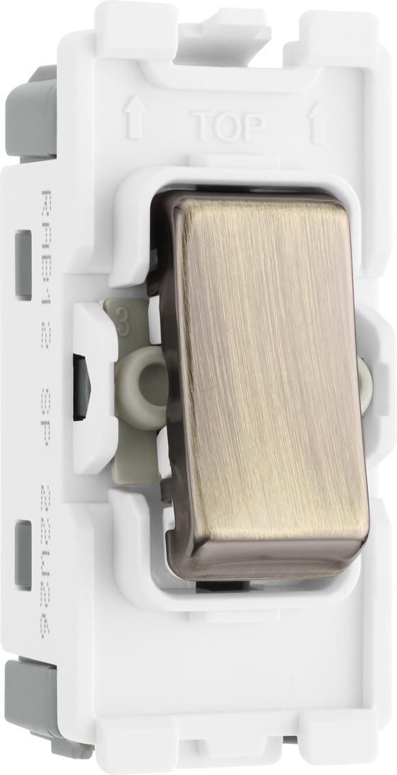 BG RAB12 Nexus Grid Antique Brass 20AX 2 Way 1 Pole Switch Module by British General (BG-RAB12-Shopify-SA_1)