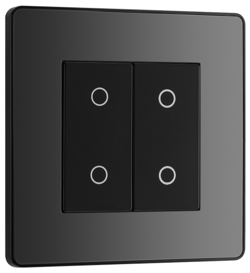 PCDBCTDM2B Front - This Evolve Black Chrome double master trailing edge touch dimmer allows you to control your light levels and set the mood.