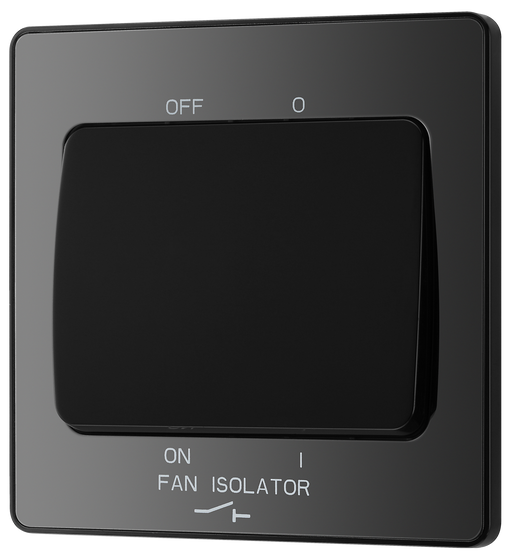 PCDBC15B Front - This Evolve Black Chrome 10A triple pole fan isolator switch from British General provides a safe and simple method of isolating mechanical fan units.