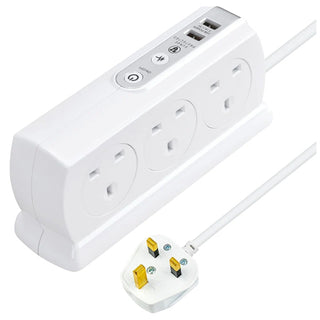 Masterplug SRGDSU62PW Socket Surge Protected Extension Lead with 2 USB Ports by Masterplug (Masterplug-SRGDSU62PW-Shopify-SA_1)