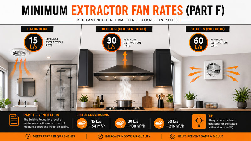 Extractor Fan Ratings: Litres/Sec by Room | Kent Traders