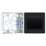 BG Evolve Matt Black 2G Wide Rocker Light Switch PCDMB42WB with 35mm Steel Back Box