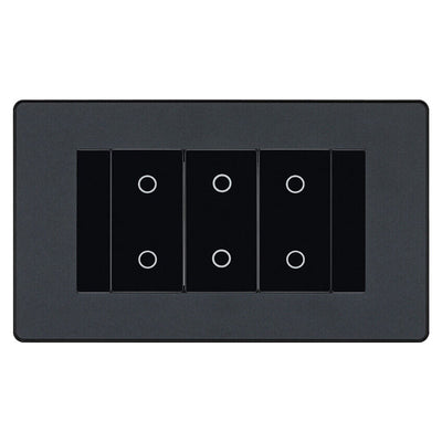 BG Evolve Matt Grey Screwless Triple Secondary Touch Dimmer Switch PCDMGTDS3B