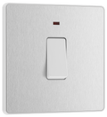 BG PCDBS31W Brushed Steel Evolve 20A 2 Pole LED Switch - White Insert