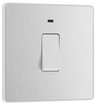 BG PCDBS31W Brushed Steel Evolve 20A 2 Pole LED Switch - White Insert by British General (BG-PCDBS31W-Shopify-SA_1)