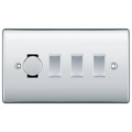 BG Nexus Polished Chrome 4 Gang Switch 1x Trailing Edge LED Dimmer 3x Intermediate Custom Grid Switch