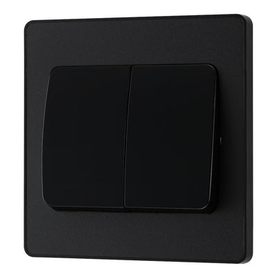 BG Evolve Matt Black 2G Wide Rocker Light Switch PCDMB42WB with 35mm Steel Back Box