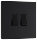 BG Evolve PCDMB42B Matt Black 2 Gang 20A 16AX 2 Way Switch-Black Insert