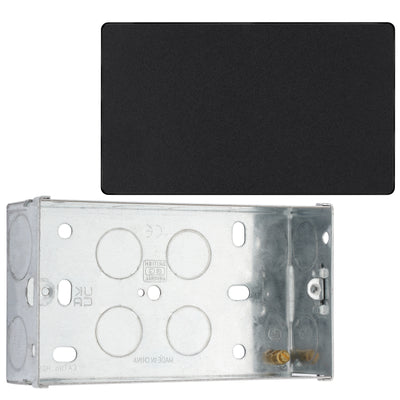 BG Evolve Matt Black Double Blank Plate PCDMB95B with 35mm Steel Back Box