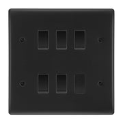 BG Matt Black 5 Gang 2 Way Custom Grid Light Switch with Back Box Included by British General (BG-NEXUS-MB-5G-CUSTOM-LIGHT-SWITCH)