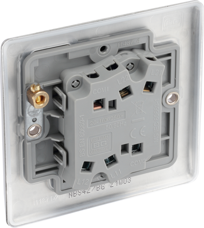 BG NBS42 Nexus Metal Brushed Steel 2 Gang 10A 10AX 2 Way Plate Switch