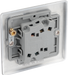 NBS42 Back -This brushed steel finish 20A 16AX double light switch from British General can operate 2 different lights whilst the 2 way switching allows a second switch to be added to the circuit to operate the same light from another location (e.g. at the top and bottom of the stairs).