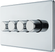 FPC84 Side - This trailing edge quadruple dimmer switch from British General allows you to control your light levels and set the mood. The intelligent electronic circuit monitors the connected load and provides a soft-start with protection against thermal.