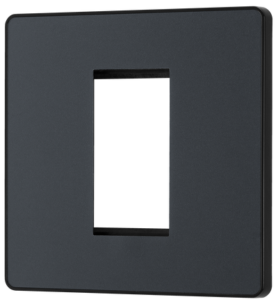 BG Evolve PCDMGEMS1B Matt Grey 1 Euro Module Front Plate - Black Insert