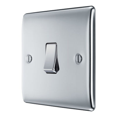 BG Nexus Polished Chrome 20A 16AX Intermediate Light Switch NPC13 with 35mm Steel Back Box