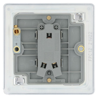 BG Screwless Polished Chrome 20A 16AX 2 Way Single Light Switch FPC12 with 35mm Steel Back Box