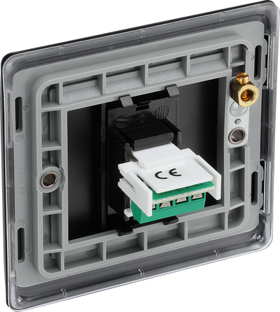 BG NFBRJ111 Nexus Metal Matt Black 1 Gang RJ11 Telephone Socket