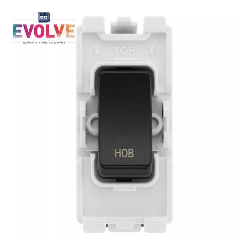 BG Evolve Black RRHBPCDB 20 Amp Double Pole Appliance Grid Switch Labelled Hob