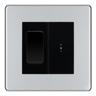 BG Screwless Polished Chrome 20A Secret Key Switch with 20A Double Pole Switch - Black Insert