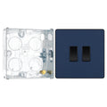 BG Evolve Matt Blue 2 Gang 20A 16AX 2 Way Light Switch PCDDB42B with 25mm Steel Back Box