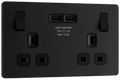 BG Evolve PCDMB22U3B Matt Black 2 Gang 13A -A 3.1A Socket-Black Insert