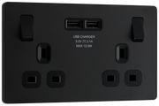 BG Evolve PCDMB22U3B Matt Black 2 Gang 13A -A 3.1A Socket-Black Insert by British General (BG-PCDMB22U3B-Shopify-SA_1)