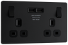 BG Evolve PCDMB22U3B Matt Black 2 Gang 13A -A 3.1A Socket-Black Insert by British General (BG-PCDMB22U3B-Shopify-SA_1)
