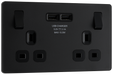PCDMB22U3B Front - This Evolve Matt Black 13A double power socket from British General comes with two USB charging ports, allowing you to plug in an electrical device and charge mobile devices simultaneously without having to sacrifice a power socket. 