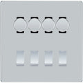 BG Screwless Polished Chrome 8 Gang Switch 4x Trailing Edge LED Dimmer 4x Intermediate Custom Grid Switch