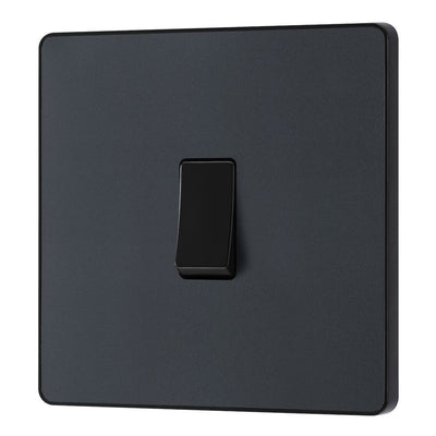 BG Evolve Matt Grey 1 Gang 20A 16AX 2 Way Light Switch PCDMG12B with 35mm Steel Back Box
