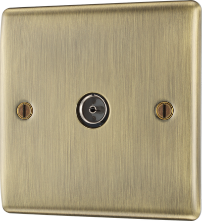 BG NAB60 Nexus Metal Antique Brass 1 Gang Co-Axial Socket by British General (BG-NAB60-2)