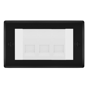 BG Nexus Matt Black 3 Gang Master Telephone Socket, Screw Terminal - White Insert by British General (BG-NFBBTMS3W)