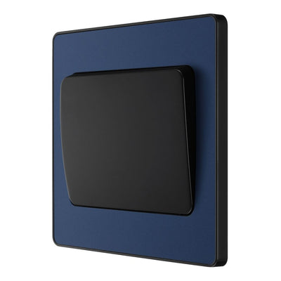BG Evolve Matt Blue 1G Wide Rocker Light Switch PCDDB12WB with 35mm Steel Back Box